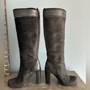 Rachel Zoe knee high hide black boots.